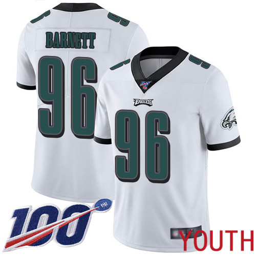 Youth Philadelphia Eagles #96 Derek Barnett White Vapor Untouchable NFL Jersey Limited Player Season->nfl t-shirts->Sports Accessory